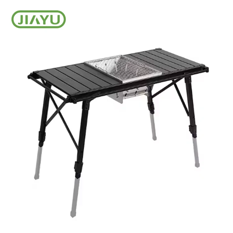 Alĝustigebla faldebla tendara BBQ -tablo